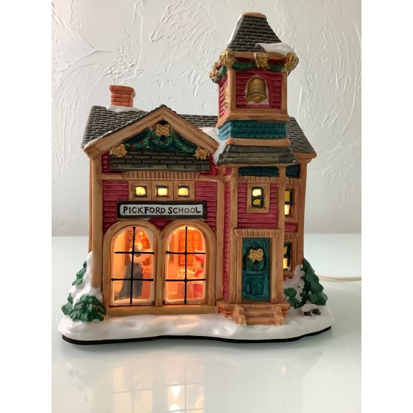 Vintage Trim A Home Pickford School lighted village porcelain * - Picture 1 of 11